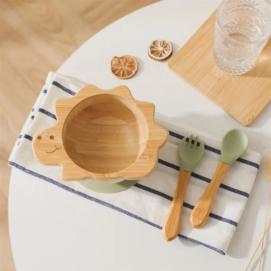3-Piece Bamboo + Silicone Dinnerware Set