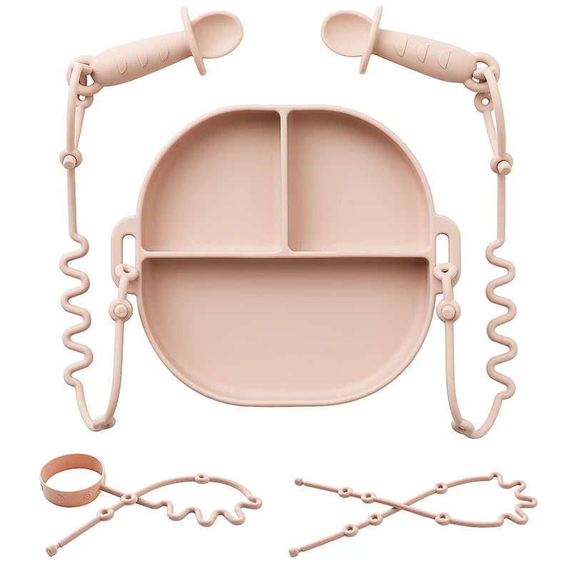 Silicone Suction Plate 7-Piece Set – Stay-Put Utensils & Cups!