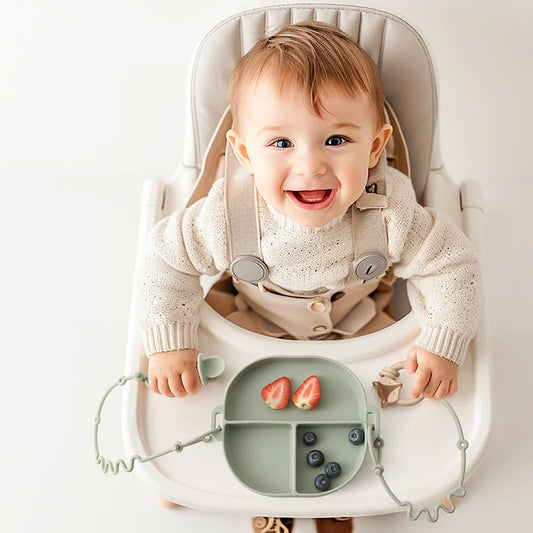 Silicone Suction Plate 7-Piece Set – Stay-Put Utensils & Cups!