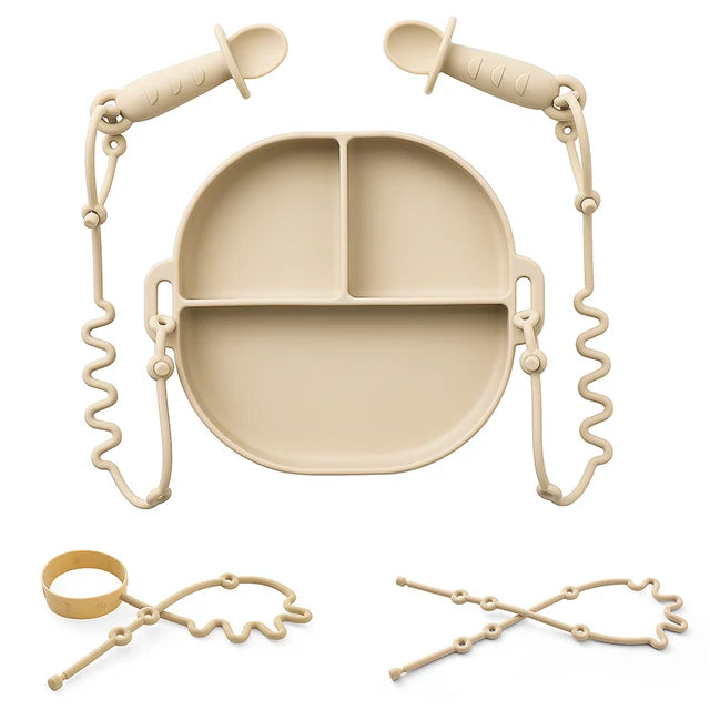 Silicone Suction Plate 7-Piece Set – Stay-Put Utensils & Cups!