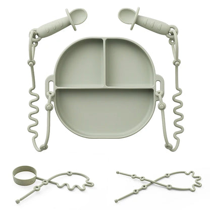 Silicone Suction Plate 7-Piece Set – Stay-Put Utensils & Cups!