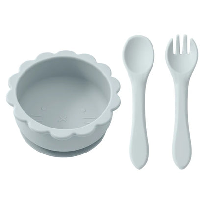 3-Piece Silicone Baby Tableware Set: Bowl, Spoon & Fork