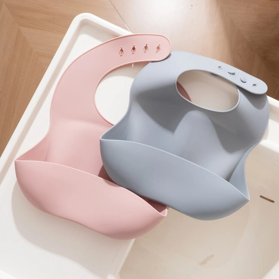 Silicone Bibs Set with Food Catcher Pocket