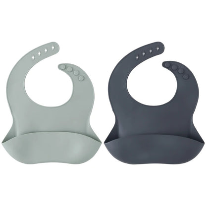Silicone Bibs Set with Food Catcher Pocket