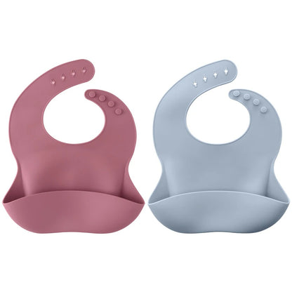 Silicone Bibs Set with Food Catcher Pocket