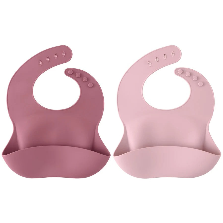 Silicone Bibs Set with Food Catcher Pocket