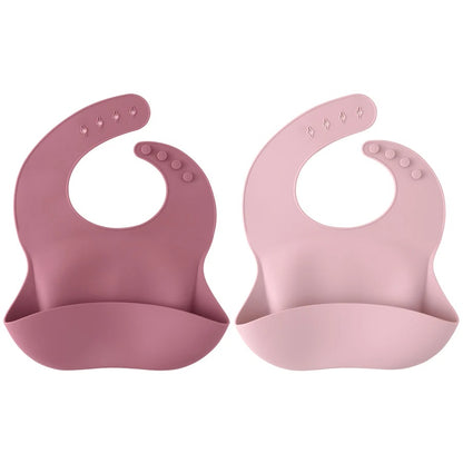 Silicone Bibs Set with Food Catcher Pocket